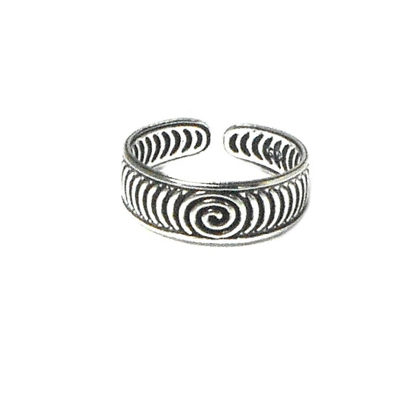 Spiraalvormige 925 sterling zilveren teenring verstelbaar