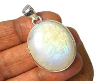 Moonstone Pendant Gemstone Solid 925 Sterling Silver Birthday Gift Pendant MK