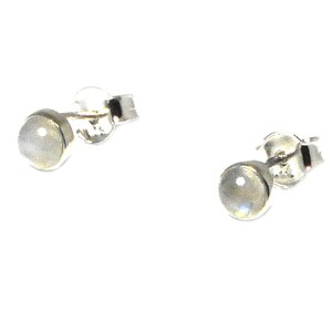 Fiery Round MOONSTONE Sterling Silver Gemstone Stud Earrings 925 - 6 mm