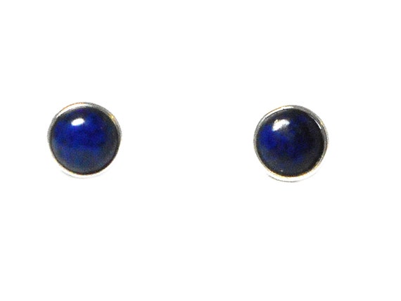 Orecchini A Perno In Argento 925 Con Lapislazzuli Blu | Diametro Pietra 5 Mm | Fatti A Mano In India | Regalo - 2