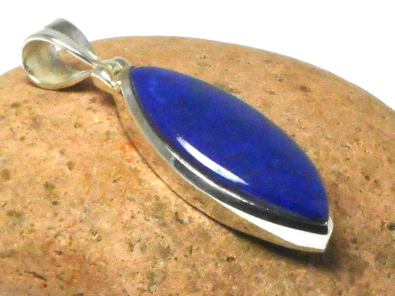 Marquise LAPIS LAZULI Sterling Silver 925 Gemstone Pendant Grade /'A/'