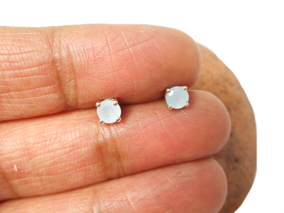 Orecchini A Perno In Argento 925 Con Lapislazzuli Blu | Diametro Pietra 5 Mm | Fatti A Mano In India | Regalo - 4