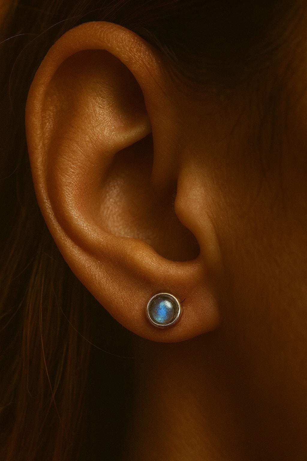 Orecchini A Punto In Argento 925 Con Labradorite Naturale Blu - Fatti A Mano - India