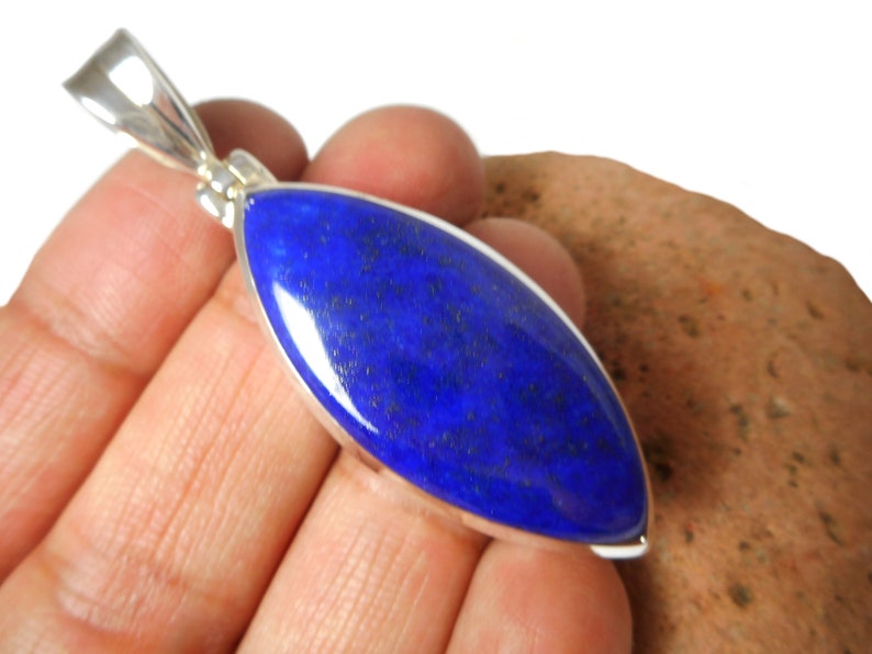 Marquise LAPIS LAZULI Sterling Silver 925 Gemstone Pendant Grade /'A/'