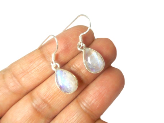 Orecchini pendenti in argento sterling 925 con pietra di luna ardente - Italia