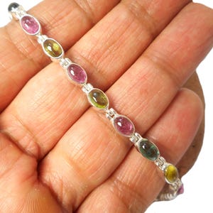 Tourmaline Gemstone Sterling Silver 925 Bracelet