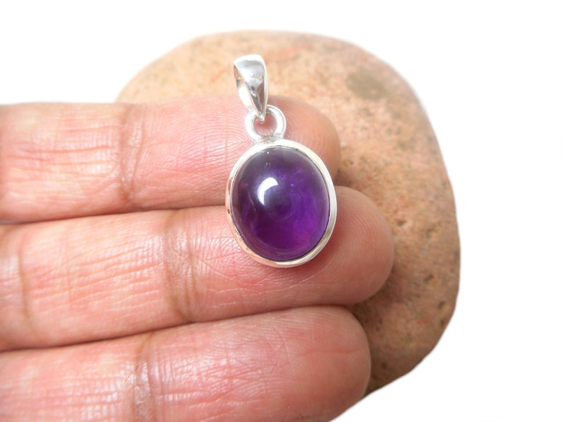 Buy Small Purple Oval AMETHYST Sterling Silver 925 Gemstone Pendant