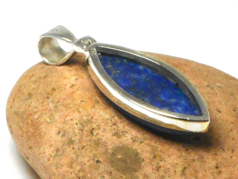 Marquise LAPIS LAZULI Sterling Silver 925 Gemstone Pendant Grade /'A/'