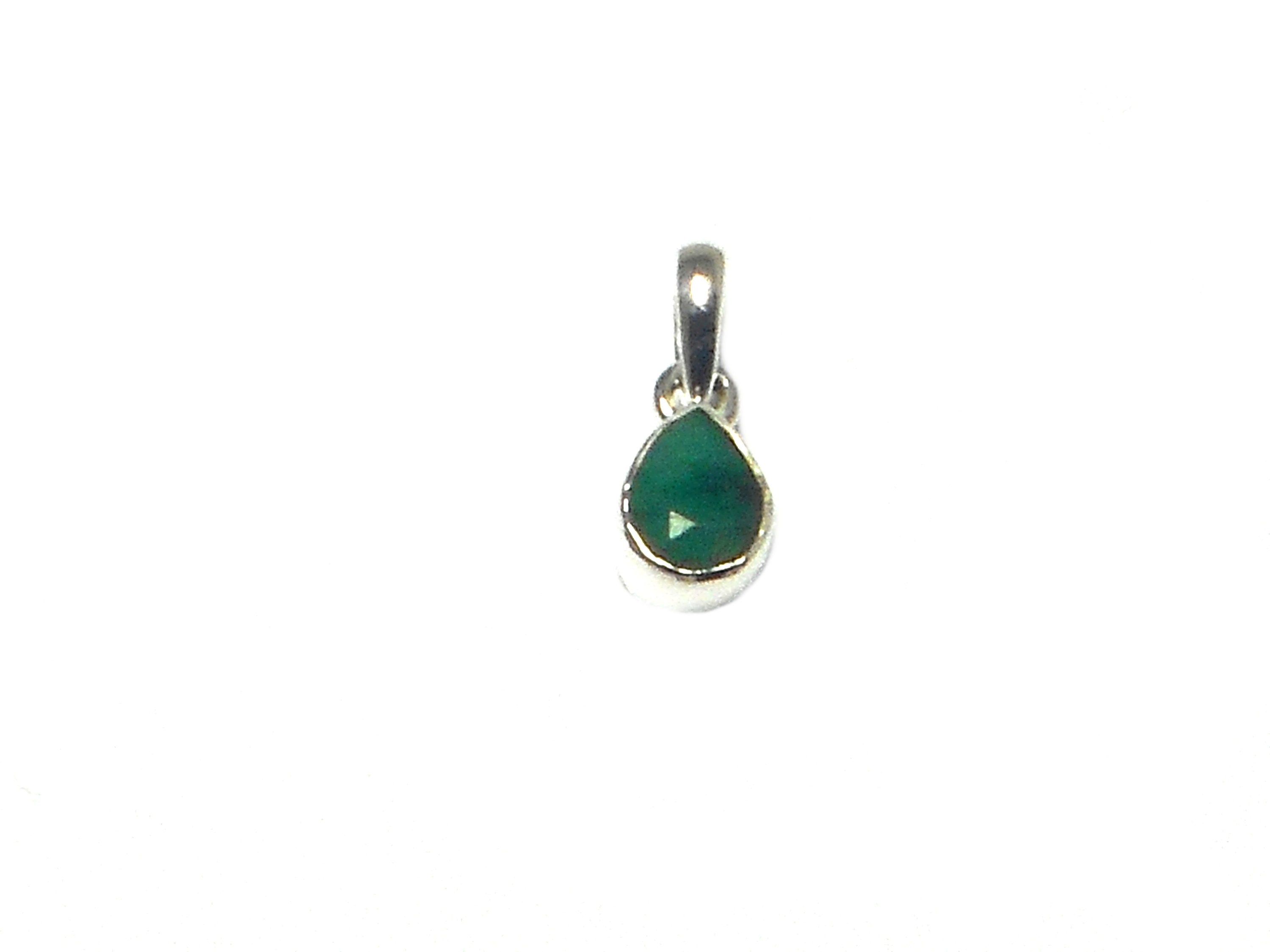 thumbnail image 2 of Natural Emerald Teardrop Pendant – Sterling Silver 925, Bezel Set, Handcrafted Gift Boxed 2 of 5
