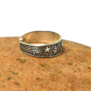 ADJUSTABLE Moon and Stars 925 Sterling Silver TOE Ring 画像 2