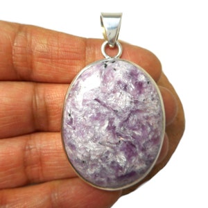 Large Oval Purple CHAROITE Sterling Silver 925 Gemstone Pendant