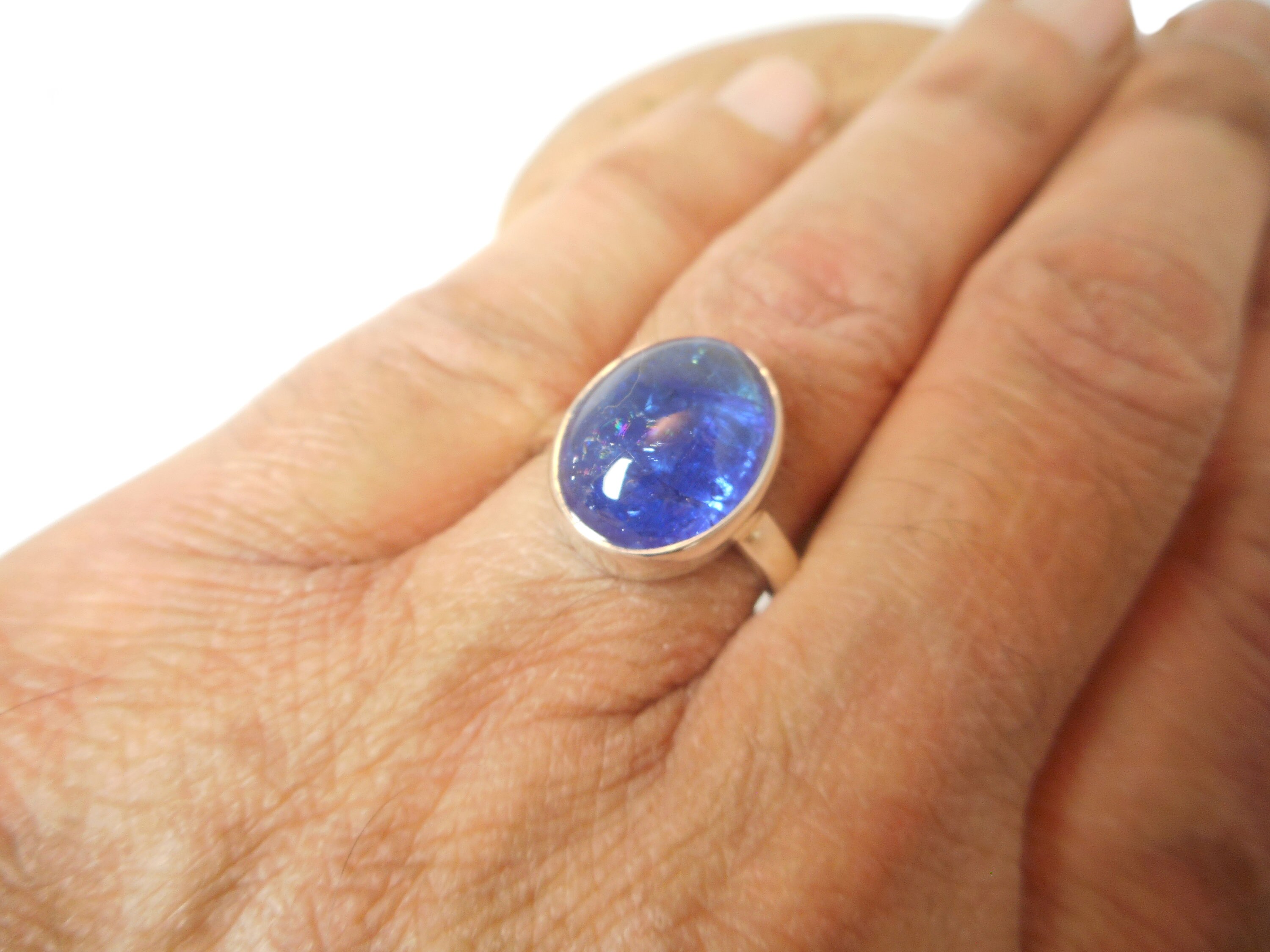 Blue Oval TANZANITE Sterling Silver 925 Gemstone Ring - Etsy