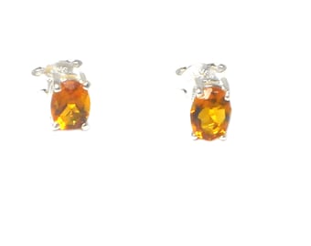 Oval CITRINE Sterling Silver Gemstone Stud Earrings 925 - 5 x 7 mm