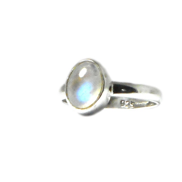 Fiery Oval Moonstone Ring Sterling Silver 925