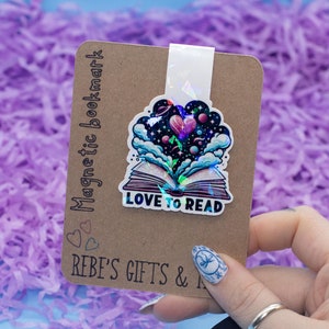 Love to Read Holographic Magnetic Bookmark | Book Lover Gift | Planner Accessory | Page Marker | Magnetic Page Clip | Bookish Gifts | Unique