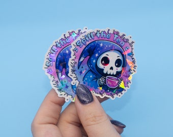 Spill The Tea Holographic Sticker | Kindle Stickers | Book Lover Stickers | Kindle Decal | Bookish Merch |Tech Accessory | ACOTAR | Suriel