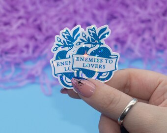 Enemies to Lovers Holographic Sticker | Kindle Stickers | Book Lover Stickers | Cute Kindle Decal | Bookish Merch |Tech Accessory