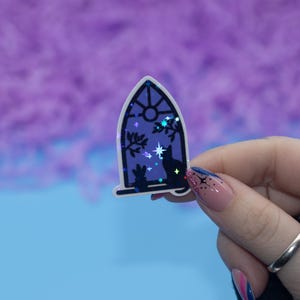Cats Gazing through Window Holographic Sticker | Kindle Stickers | Book Lover Stickers | Cute Kindle Decal | Bookish Merch |Tech Accessory