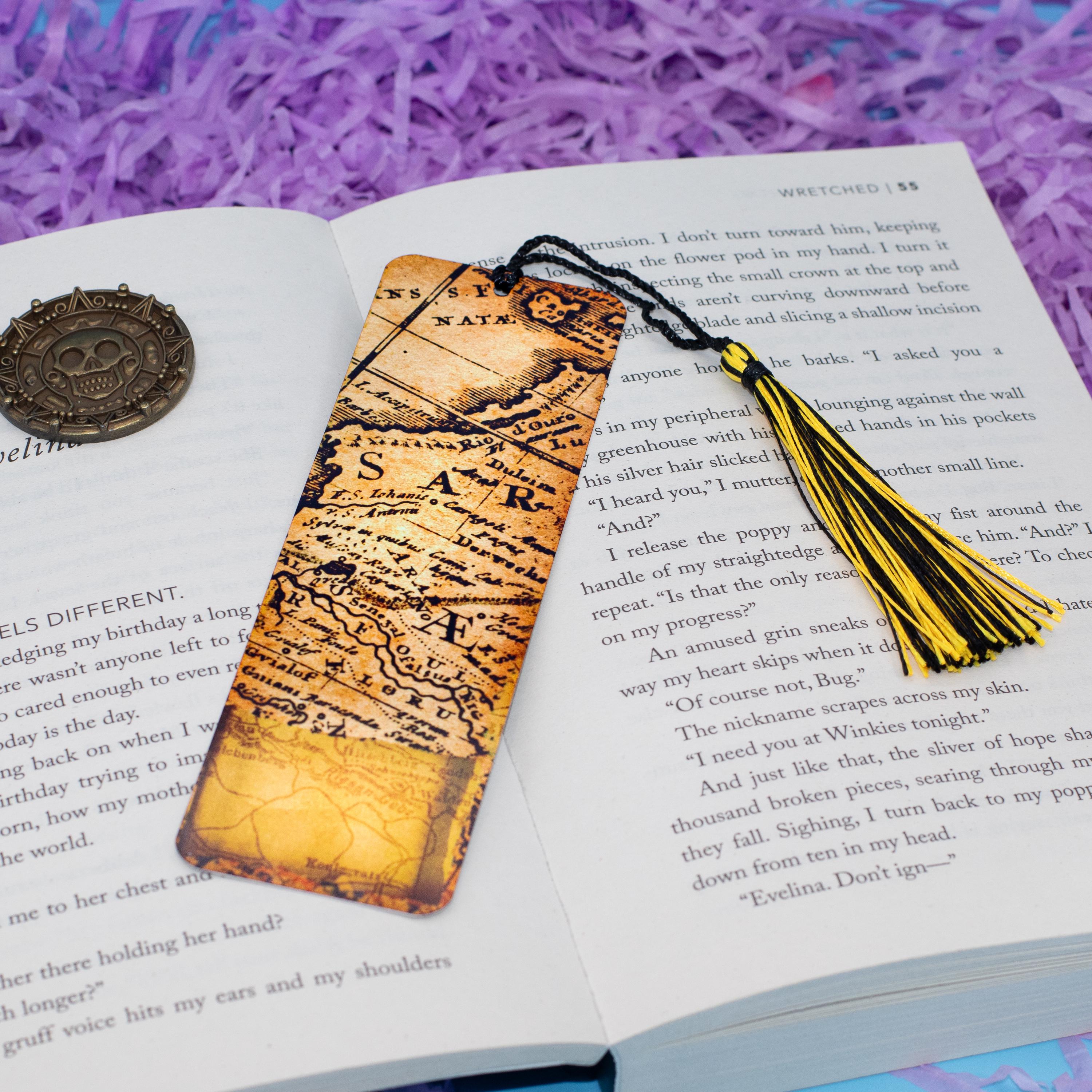 Burned Pirate Map Inspired 0.5mm Metal Bookmark | Book Lover Gift ...