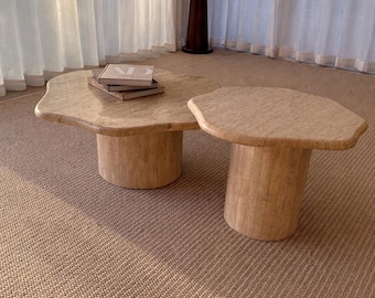 Travertine Coffee Table set of 2 - Handmade