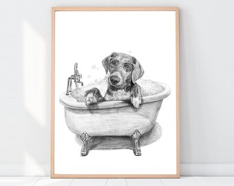 Bathroom Dog Art, Digital Art Download, Bathroom Decor, Bathroom Wall Decor,  Bathroom Art Decor, Bathroom Decor Boho,  Boho Decor Bathroom