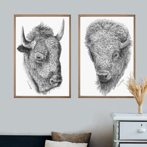 Bison Print, Buffalo Prints Wall Art Printable, Downloadable Prints, Bison Buffalo, Forest Animal, Animal poster, Bison download, art sets image 1