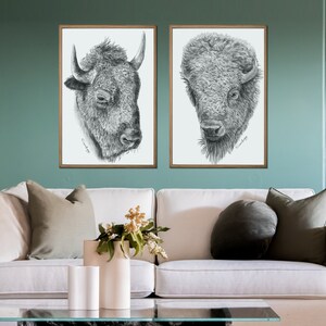 Bison Print, Buffalo Prints Wall Art Printable, Downloadable Prints, Bison Buffalo, Forest Animal, Animal poster, Bison download, art sets image 2
