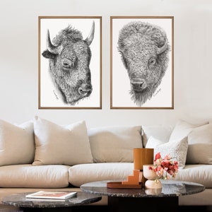 Bison Print, Buffalo Prints Wall Art Printable, Downloadable Prints, Bison Buffalo, Forest Animal, Animal poster, Bison download, art sets image 3