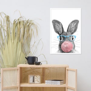 Cute Bunny PNG Art, Bubble Gum Nursery Wall Art, Wall Art Printable, Animal Print, Nursery Prints, Nursery Room Decor, Funny Wall Art image 10
