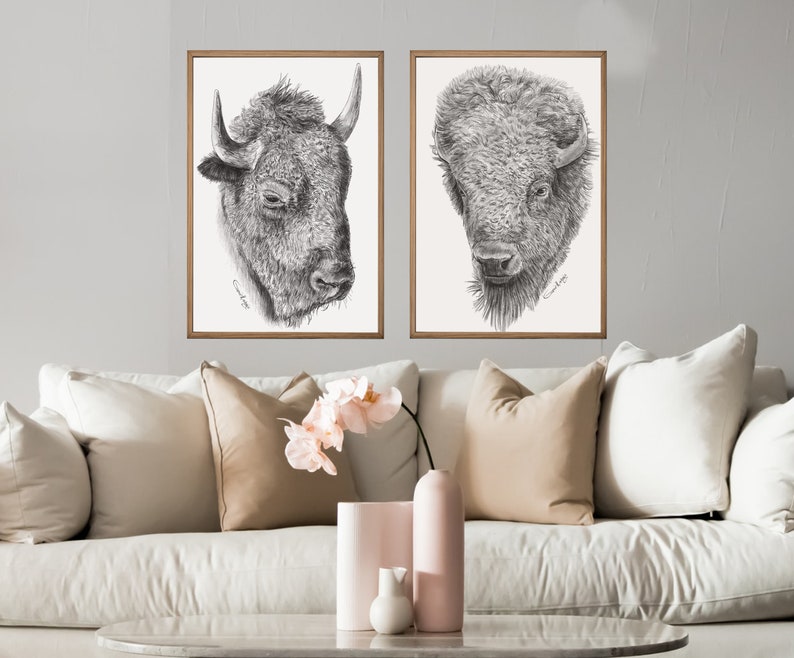 Bison Print, Buffalo Prints Wall Art Printable, Downloadable Prints, Bison Buffalo, Forest Animal, Animal poster, Bison download, art sets image 4