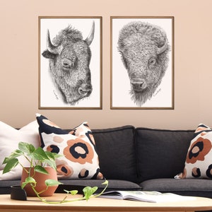 Bison Print, Buffalo Prints Wall Art Printable, Downloadable Prints, Bison Buffalo, Forest Animal, Animal poster, Bison download, art sets image 5