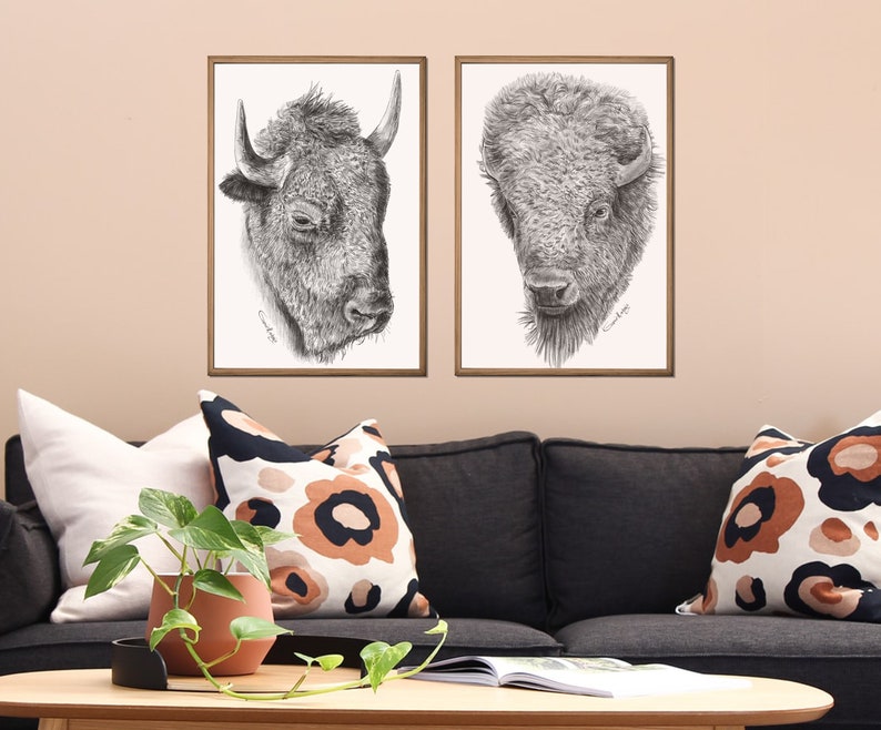 Bison Print, Buffalo Prints Wall Art Printable, Downloadable Prints, Bison Buffalo, Forest Animal, Animal poster, Bison download, art sets image 5