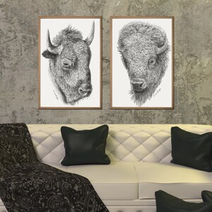 Bison Print, Buffalo Prints Wall Art Printable, Downloadable Prints, Bison Buffalo, Forest Animal, Animal poster, Bison download, art sets image 6