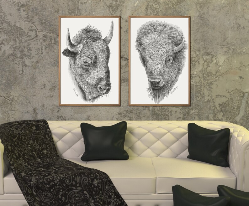 Bison Print, Buffalo Prints Wall Art Printable, Downloadable Prints, Bison Buffalo, Forest Animal, Animal poster, Bison download, art sets image 6