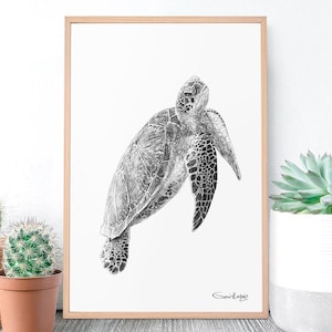 Sea Turtle Art Digital Download Wall Decor | Sea Animal Printable PNG ...