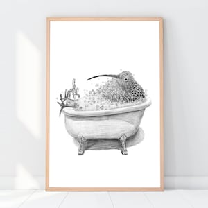 Süßer Kiwi Vogel Badezimmer Dekor / Digital Download PNG Kunst / Druckbare Wandkunst