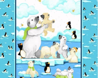 SUZY BEE Burr the Polar Bear / Easy Gift / Easy Quilt / DIY baby gift  36" Panel