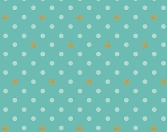 Ahoy! Mermaids Octo Dots Seafoam Sparkle / Riley Blake / octopus  sold by the 1/2 yard - multiple qtys cut as ONE piece