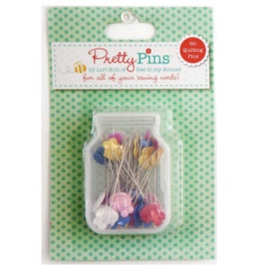 Quilting pins // Pretty Pins // by Lori Holt // Bees, flowers, hearts // 60 piece