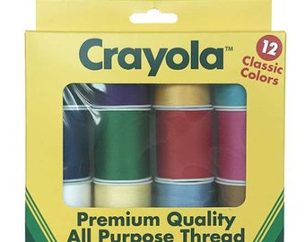 THREAD classic Crayola colors including Mermaid Tail and Tickle Me Pink. 200 yards in each spool.