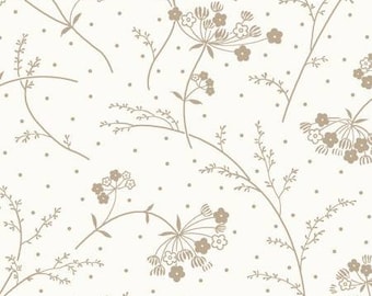 Kimberbell Cream with light tan flowers /Wideback cream / Quilting / wide back - sold by the 1/2 yard - multiple qtys cut as ONE piece