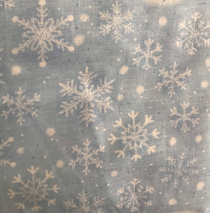 45 SnowFlakes on light blue background  Christmas  winter  sold by the 12 yard