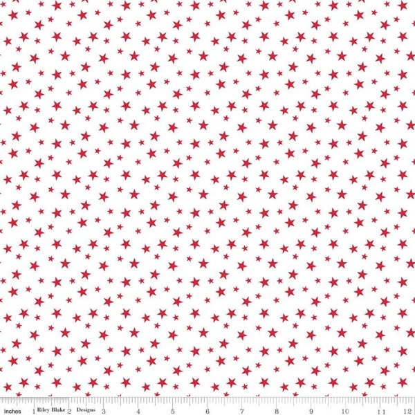 Red Star / Land of Liberty on white / Quilting Cotton / Cotton fabric  Riley Blake- sold by the 1/2 yard - multiple qtys cut as ONE piece