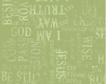 Parable Stamps in Green, Sewing Seeds III by J Wecker Frisch for Riley Blake Designs, C15691-Green, 1/2 Yard Increments Continuous, New
