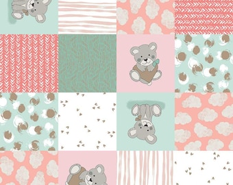 Quilt panel, fabric panel, Sleep Tight, Mint or Pink, baby quilt, Quilting fun!  DYI quilt 36" x 43.5"  / easy baby gift
