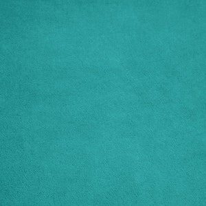 May include: A solid teal blue fabric swatch. The fabric has a soft, fuzzy texture.