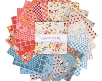 10" squares / Countryside by Lisa Audit for Riley Blake  42 piece / flower, spring fabric