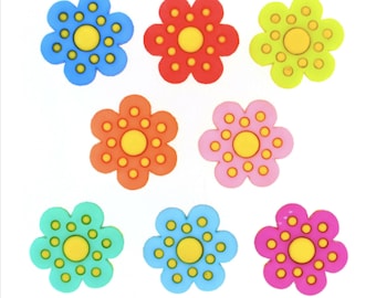 Button Pack - Polka Dot flowers by Dress It Up- Assorted
