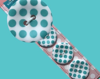 Aqua Polka dot 1 " Buttons
