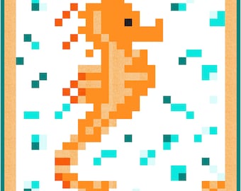 QUILT PATTERN PDF -  "Seahorse Play"- 62" x 64"